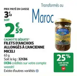 Auchan Miceli Filets d'anchois allongés à l'ancienne offre