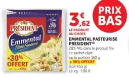 U Express President Emmental Râpé Fondant offre