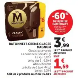 U Express MAGNUM BATONNETS CREME GLACEE offre