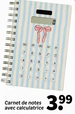 Wibra Carnet de notes avec calculatrice offre