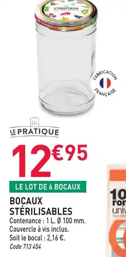 RAGT Jardin & Maison LE PRATIQUE BOCAUX STÉRILISABLES offre