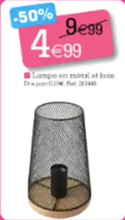 Kandy Lampe en métal et bois offre