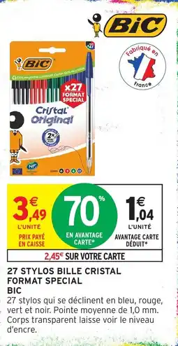 Intermarché Bic 27 stylos bille cristal format special offre