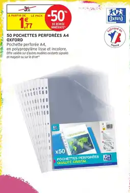 Intermarché OXFORD POCHETTES PERFORÉES A4 offre