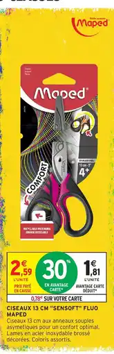Intermarché Maped Ciseaux 13 cm "Sensoft" Fluo offre