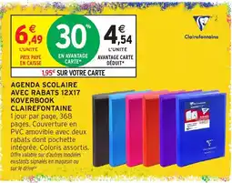 Intermarché Clairefontaine Agenda scolaire avec rabats 12x17 Koverbook offre