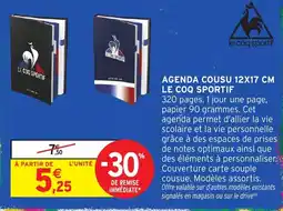 Intermarché LE COQ SPORTIF AGENDA COUSU offre