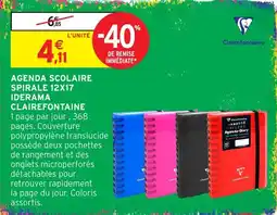 Intermarché Clairefontaine AGENDA SCOLAIRE SPIRALE 12X17 IDERAMA offre