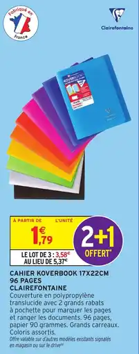 Intermarché Clairefontaine CAHIER KOVERBOOK offre