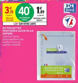 Intermarché Oxford Pochettes Quick'in A4 offre
