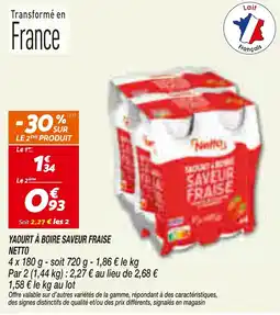 Netto Nestlé Yaourt à boire saveur fraise offre