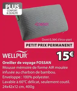 JYSK WELLPUR Oreiller de voyage FOSSAN offre