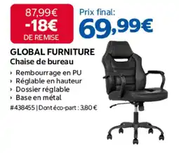 Costco GLOBAL FURNITURE Chaise de bureau offre
