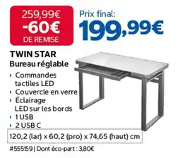 Costco TWIN STAR Bureau réglable offre