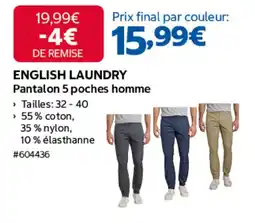 Costco ENGLISH LAUNDRY Pantalon 5 poches homme offre
