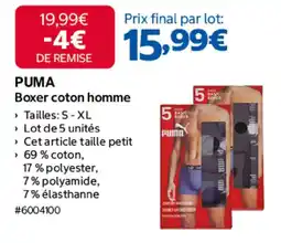 Costco PUMA Boxer coton homme offre