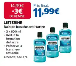 Costco LISTERINE Bain de bouche anti-tartre offre