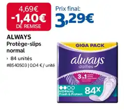 Costco ALWAYS Protège-slips normal offre