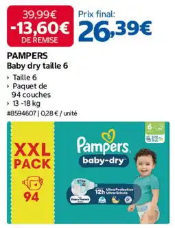 Costco Pampers baby dry taille 6 offre