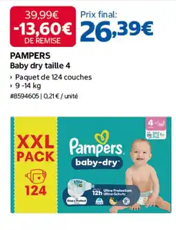 Costco Pampers baby dry taille 4 offre