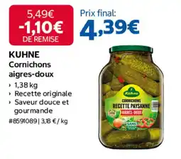 Costco KUHNE Cornichons aigres-doux offre