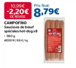 Costco CAMPOFRIO Saucisses de bœuf spéciales hot-dog offre