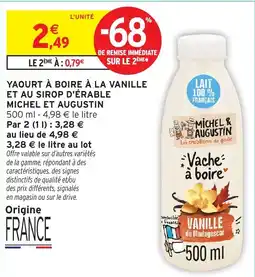 Intermarché Hyper MICHEL & AUGUSTIN YAOURT À BOIRE À LA VANILLE offre