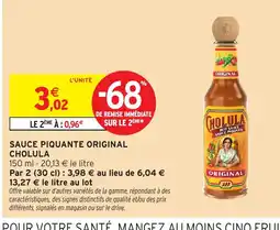 Intermarché Hyper CHOLULA Sauce piquante offre