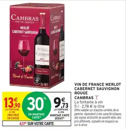 Intermarché Hyper CAMBRAS VIN DE FRANCE MERLOT CABERNET SAUVIGNON offre