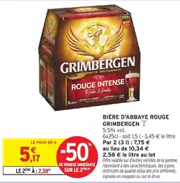 Intermarché Hyper GRIMBERGEN BIÈRE D'ABBAYE ROUGE offre