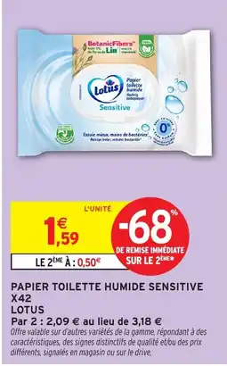 Intermarché Hyper LOTUS Papier toilette humide sensitive offre