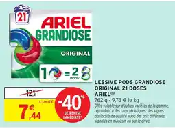 Intermarché Hyper ARIEL LESSIVE PODS GRANDIOSE offre