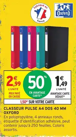 Intermarché Hyper Oxford Classeur pulse A4 dos 40 mm offre