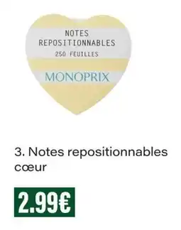 Monop' MONOPRIX Notes repositionnables cœur offre