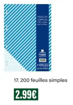 Monop' MONOPRIX FEUILLES SIMPLES offre