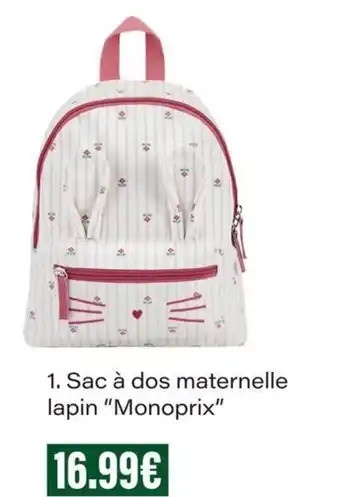 Monoprix Sac à dos maternelle lapin