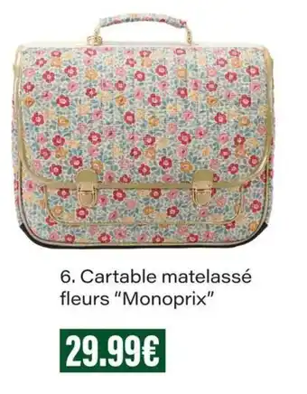 Monoprix Cartable matelassé fleurs