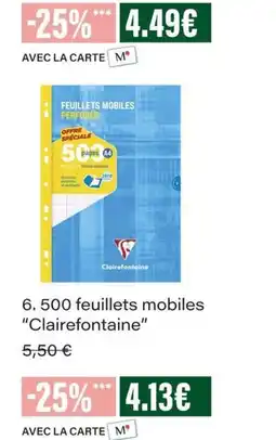 Monop' Clairefontaine Feuillets mobiles perforés offre