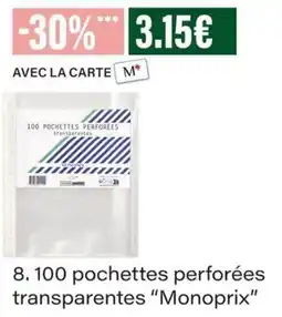 Monop' Monoprix pochettes perforées offre