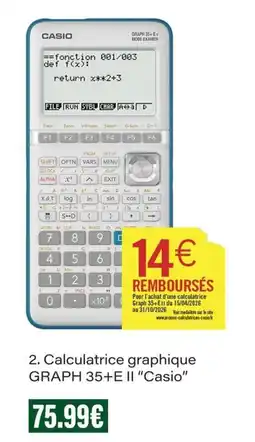 Monop' CASIO Calculatrice graphique GRAPH 35+E II offre