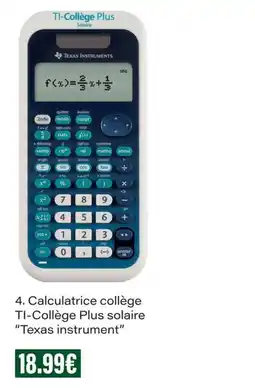 Monop' Texas Instruments Calculatrice collège TI-Collège Plus solaire offre
