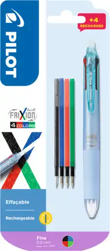 Auchan Pilot stylo 4 couleurs retractable bleu pilot + 4 recharges offre