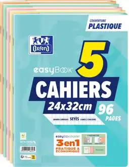 Auchan Oxford lot de 5 cahiers polypro easybook pastel 24x32cm oxford offre