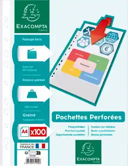 Auchan Exacompta lot de 100 pochettes perforées exacompta offre