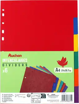 Auchan Auchan lot de 6 intercalaires carton auchan offre