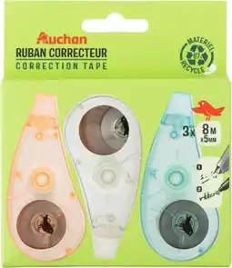 Auchan Auchan lot de 3 rubans correcteurs 8m offre