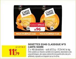 Intermarché Hyper Carte noire - dosettes 2x48 classique n°5 offre