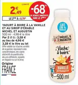 Intermarché Hyper Michel et augustin - yaourt à boire à la vanille et au sirop d'érapable offre