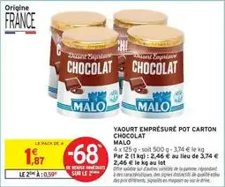Intermarché Hyper Signal - yaourt emprésuré pot carton chocolat offre