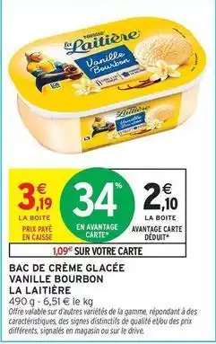 Intermarché Hyper La laitière - bac de crème glacée vanille bourbon offre